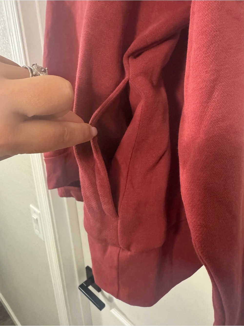 Adidas Women's Maroon Pullover Hoodie with White Logo - Picture 6 of 10